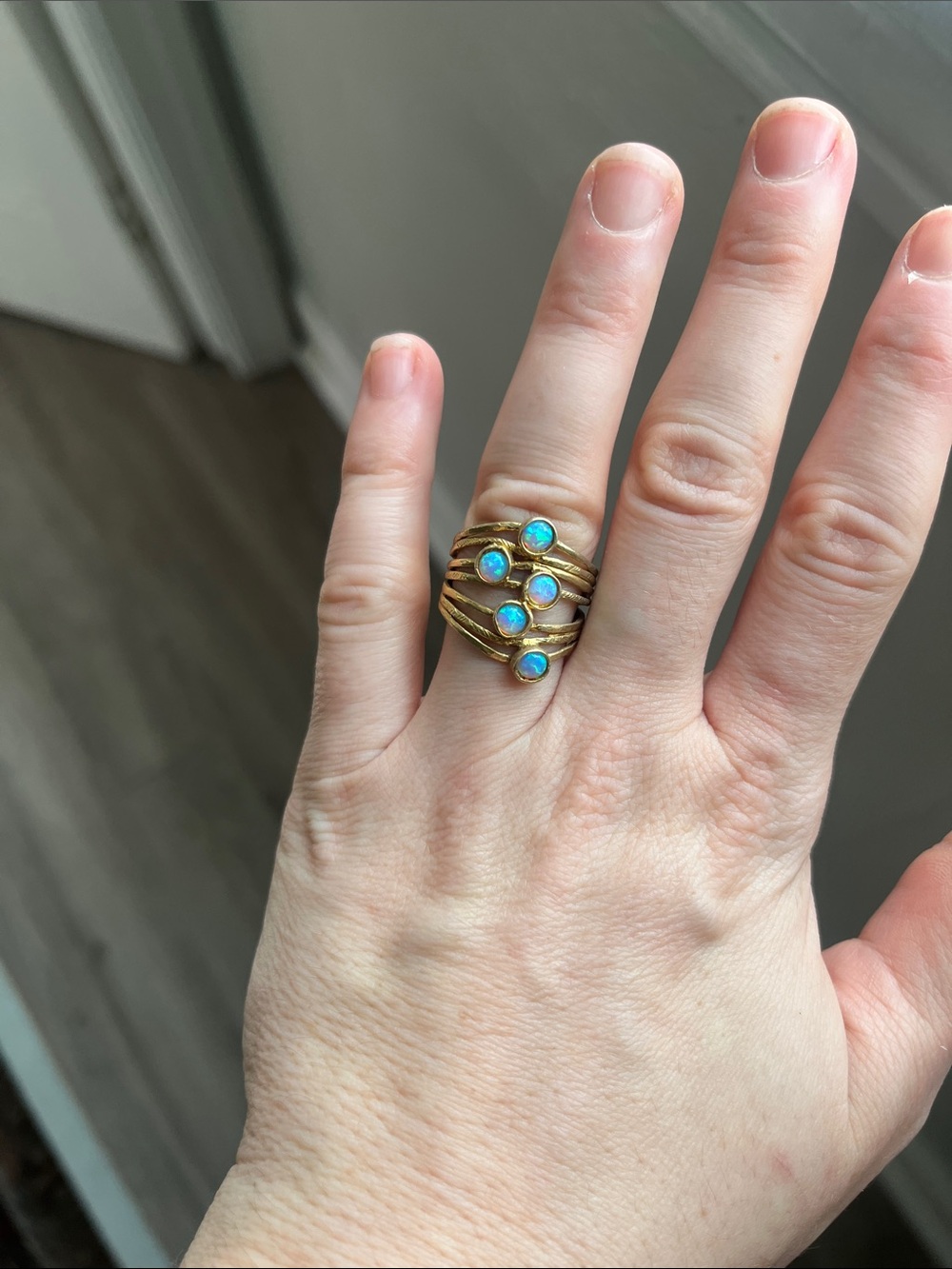 Free People Gold plated opal ring